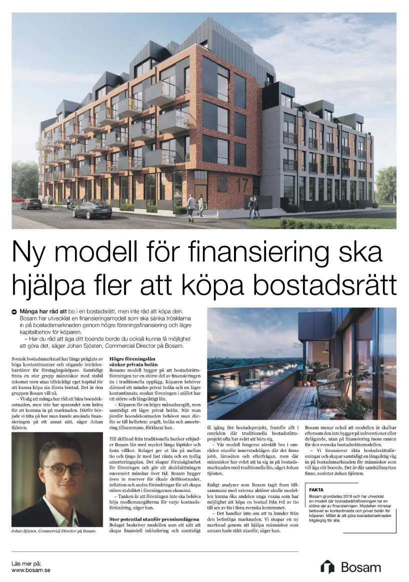 Dagens Nyheter Brand Studio-artikel om Bosam
